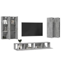 Ensemble de meuble TV 6 pcs Gris béton Aggloméré