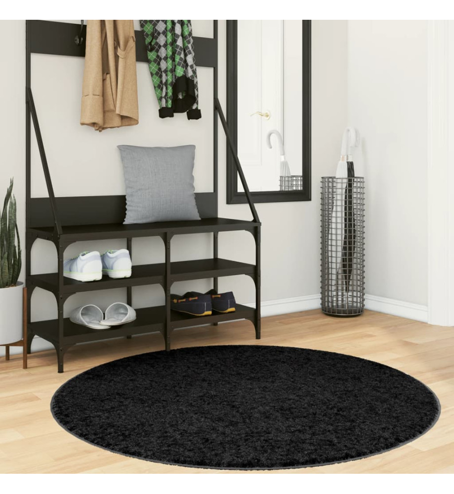 Tapis OVIEDO à poils courts noir Ø 120 cm Tapis OVIEDO à poils courts noir Ø 120 cm
