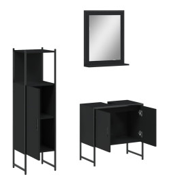 Ensemble d'armoires salle de bain 3 pcs noir bois d'ingénierie