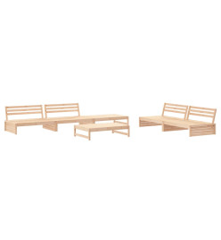 Salon de jardin 6 pcs avec coussins bois massif