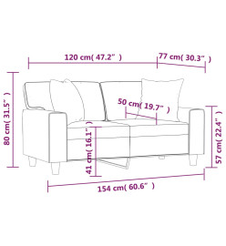 Canapé 2 places avec oreillers cappuccino 120 cm similicuir