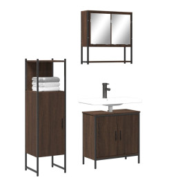 Ensemble de meubles de salle de bain 3 pcs Chêne marron