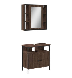 Ensemble de meubles de salle de bain 2 pcs Chêne marron