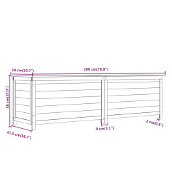 Boîte à coussins d'extérieur Marron 200x50x56 cm Sapin massif