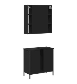 Ensemble de meubles salle de bain 2 pcs noir bois d'ingénierie