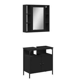 Ensemble de meubles salle de bain 2 pcs noir bois d'ingénierie