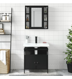 Ensemble de meubles salle de bain 2 pcs noir bois d'ingénierie