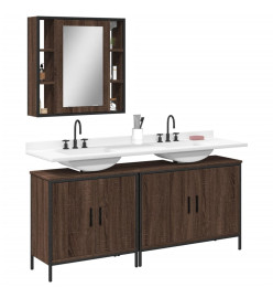 Ensemble d'armoires de salle de bain 3 pcs chêne marron