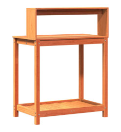 Table de rempotage avec étagères marron bois massif de pin