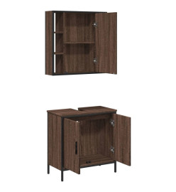 Ensemble de meubles de salle de bain 2 pcs Chêne marron