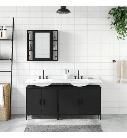 Ensemble d'armoires salle de bain 3 pcs noir bois d'ingénierie