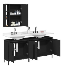 Ensemble d'armoires salle de bain 3 pcs noir bois d'ingénierie