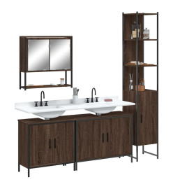 Ensemble de meubles de salle de bain 4 pcs Chêne marron