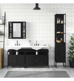 Ensemble d’armoires salle de bain 4 pcs noir bois d'ingénierie