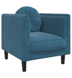 Fauteuil avec coussin bleu velours