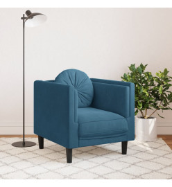 Fauteuil avec coussin bleu velours