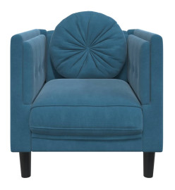 Fauteuil avec coussin bleu velours