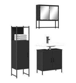 Ensemble de meubles salle de bain 3 pcs noir bois d'ingénierie