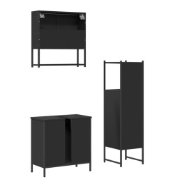 Ensemble de meubles salle de bain 3 pcs noir bois d'ingénierie