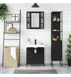 Ensemble d'armoires salle de bain 3 pcs noir bois d'ingénierie