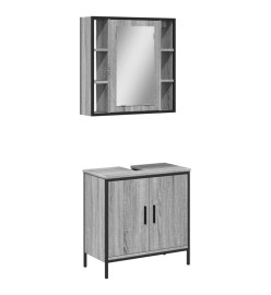 Ensemble de meubles de salle de bain 2 pcs Sonoma gris