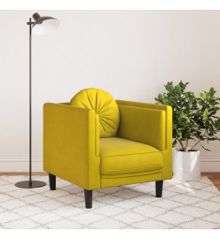 Fauteuil avec coussin jaune velours