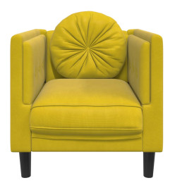 Fauteuil avec coussin jaune velours