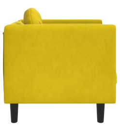 Fauteuil avec coussin jaune velours