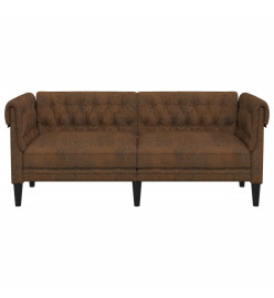 Canapé Chesterfield 2 places marron tissu