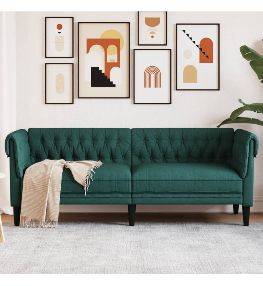 Canapé Chesterfield 3 places vert foncé tissu