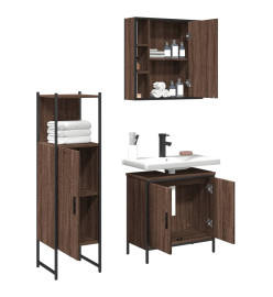 Ensemble d'armoires de salle de bain 3 pcs chêne marron