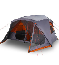 Tente de camping 10 personnes gris et orange 443x437x229 cm