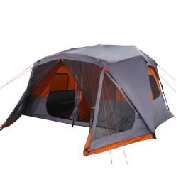 Tente de camping 10 personnes gris et orange 443x437x229 cm