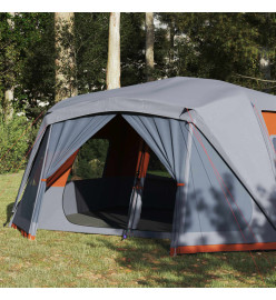 Tente de camping 10 personnes gris et orange 443x437x229 cm