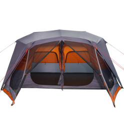 Tente de camping 10 personnes gris et orange 443x437x229 cm