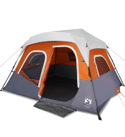 Tente de camping avec lumière LED gris et orange 344x282x212 cm