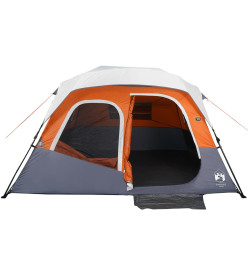 Tente de camping avec lumière LED gris et orange 344x282x212 cm