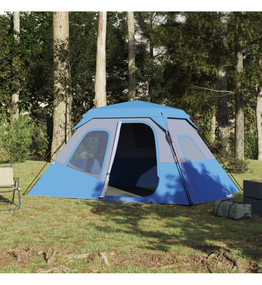 Tente de camping 6 personnes bleu 344x282x192 cm