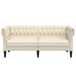 Canapé Chesterfield 2 places crème tissu