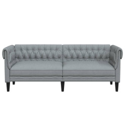 Canapé Chesterfield 3 places gris clair tissu