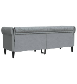 Canapé Chesterfield 3 places gris clair tissu