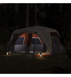 Tente de camping avec lumière LED gris et orange 443x437x229 cm