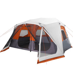 Tente de camping avec lumière LED gris et orange 443x437x229 cm