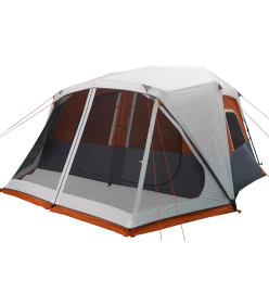 Tente de camping avec lumière LED gris et orange 443x437x229 cm