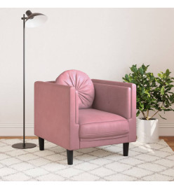 Fauteuil avec coussin rose velours