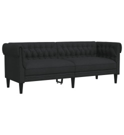 Canapé Chesterfield 3 places noir tissu