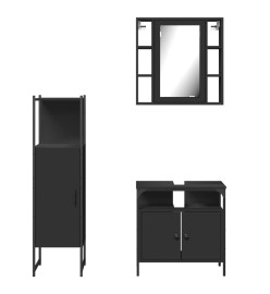 Ensemble d'armoires salle de bain 3 pcs noir bois d'ingénierie