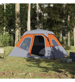 Tente de camping 6 personnes gris et orange 344x282x192 cm