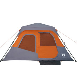 Tente de camping 6 personnes gris et orange 344x282x192 cm