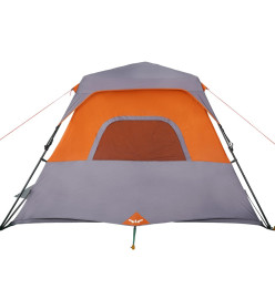 Tente de camping 6 personnes gris et orange 344x282x192 cm